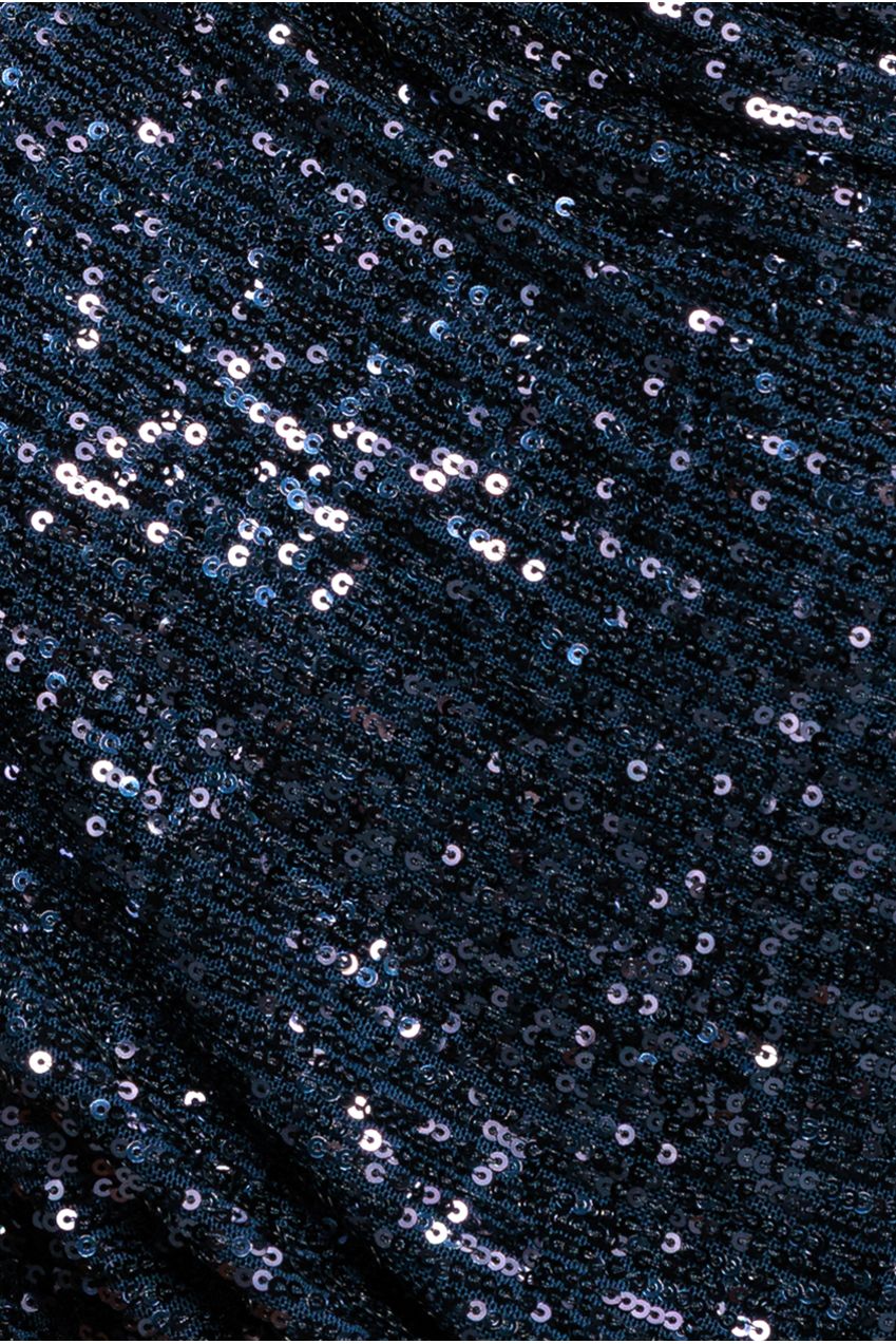Navy Embellished Sequin Cowl Neck Cocktail Midi Dress DR3321