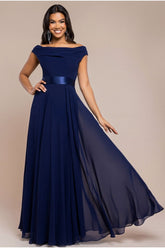 Navy Cowl Neck Flowy Chiffon Maxi Dress by Goddiva