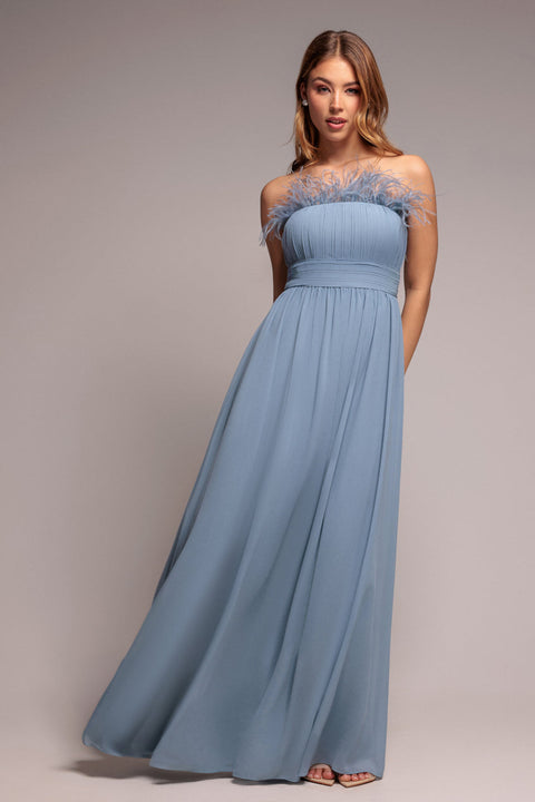 Blue Flowy Chiffon Bridesmaid Maxi Dress by Goddiva