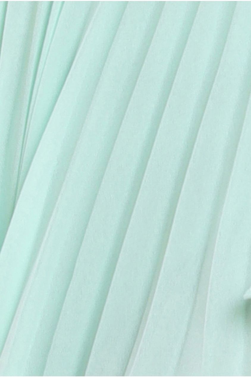 Mint Off-Shoulder Pleated High-Low Chiffon Midaxi Dress DR4272