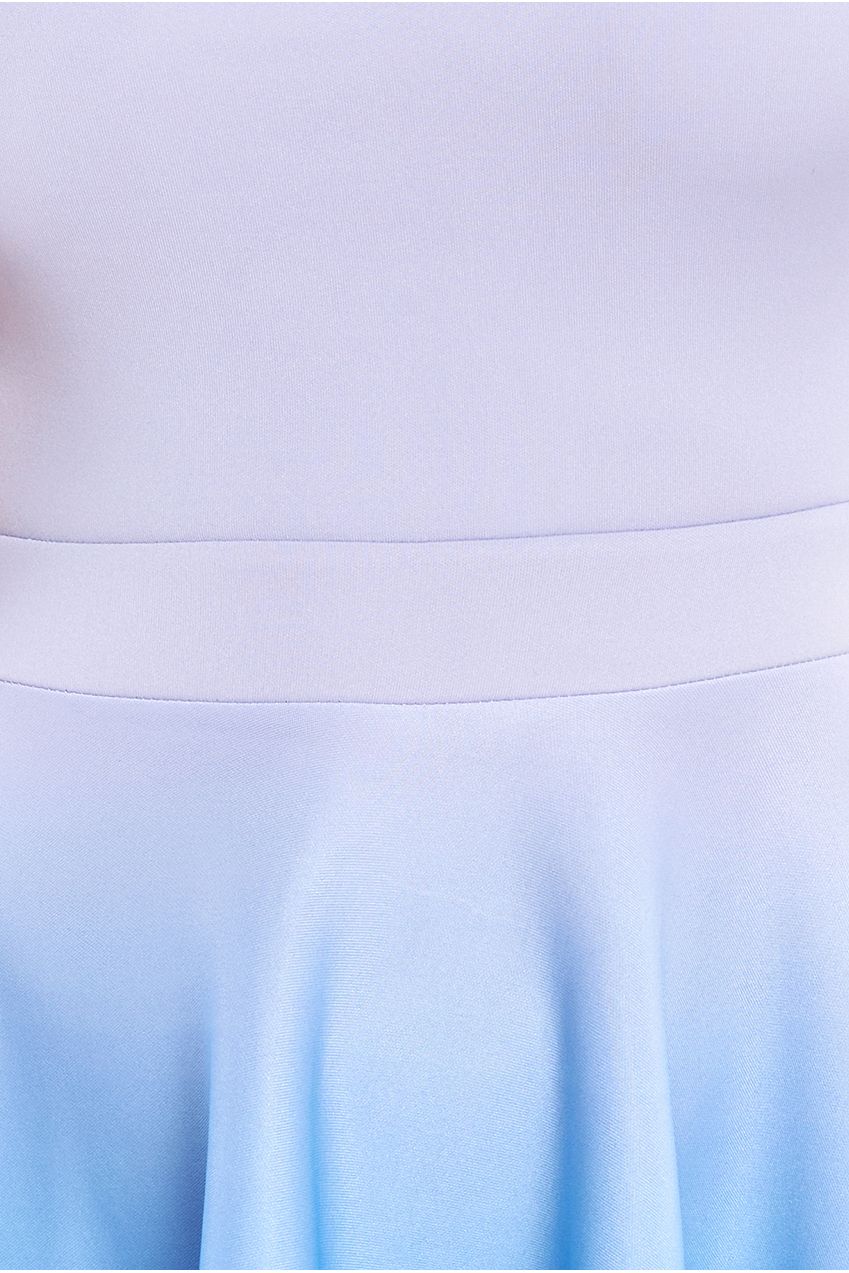 Light Blue Ombre Off-Shoulder Bardot A-Line Midi Dress DR4283QZ