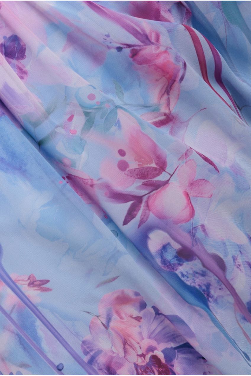 Blue Floral Halter Neck Chiffon Maxi Dress DR4299