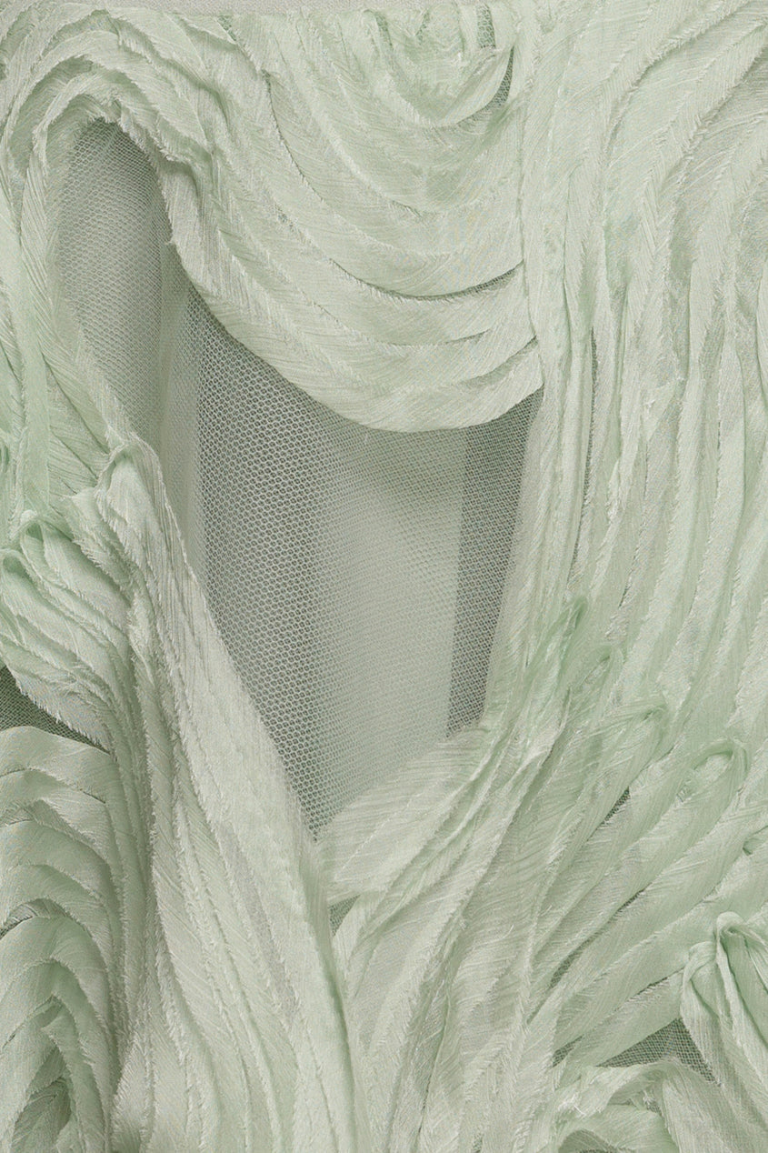 Sage Green Scuba & Textured Chiffon A-Line Midi Dress DR4549