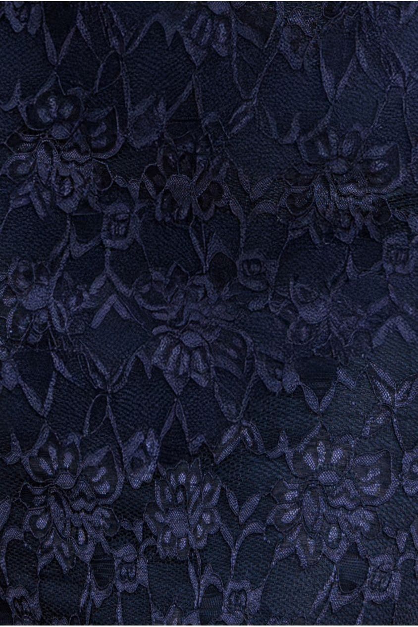 Navy Blue Scalloped Lace One Shoulder Maxi Dress DR4601
