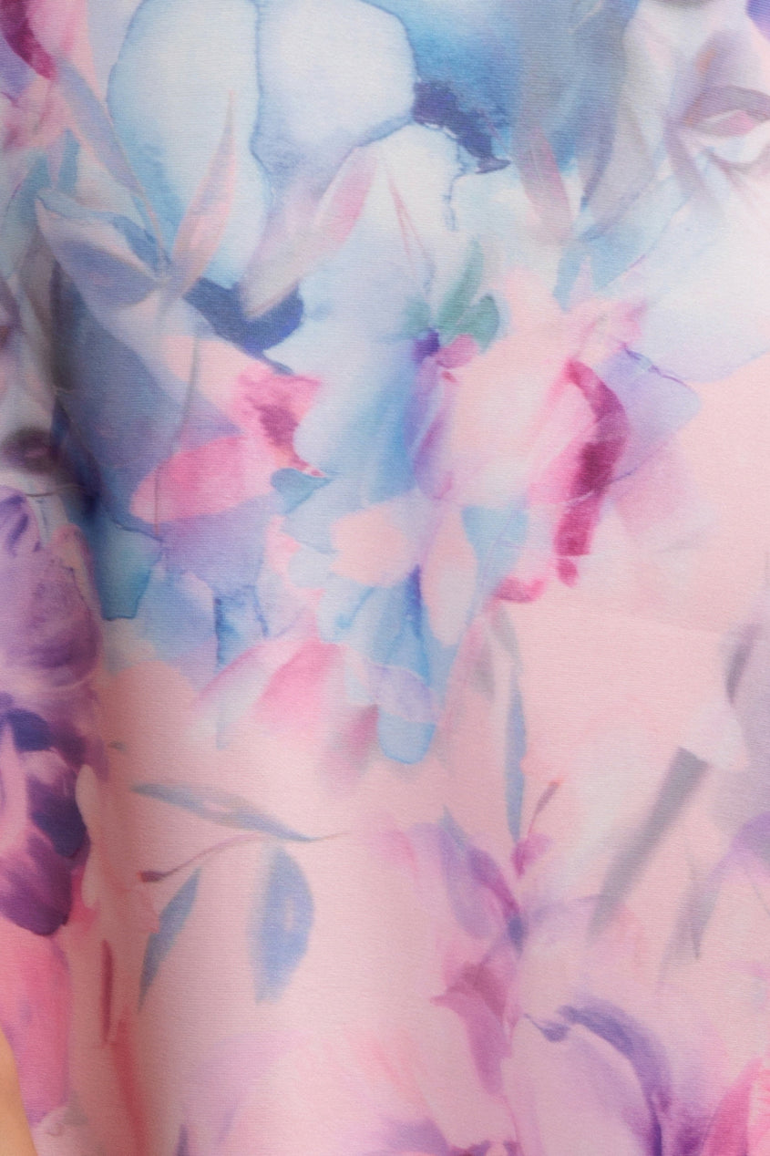Blush Printed Square Neck Puff Sleeve A-Line Midi Dress DR4650