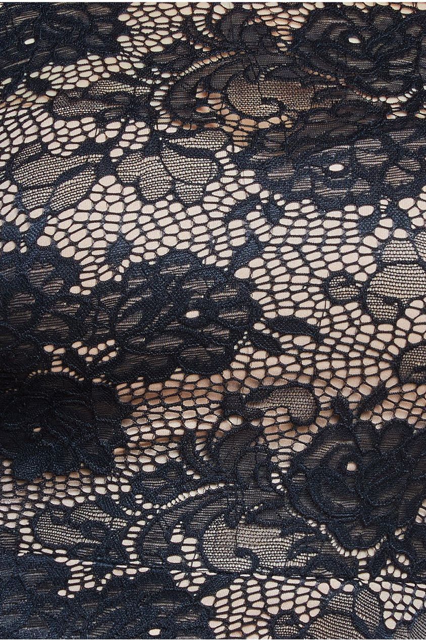 Black Scalloped Lace A-Line Maxi Dress DR4496