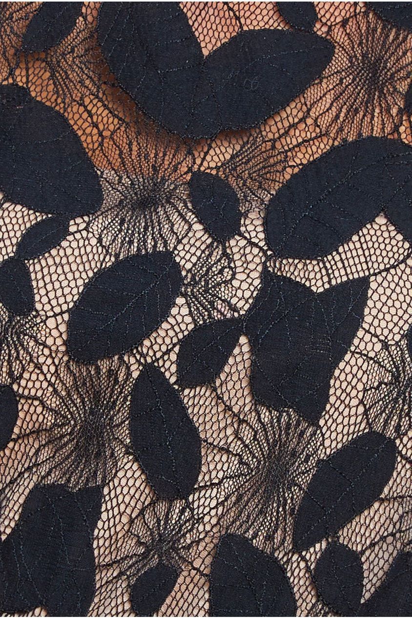 Black Lace Long Sleeve Front Slit Maxi Dress DR4476