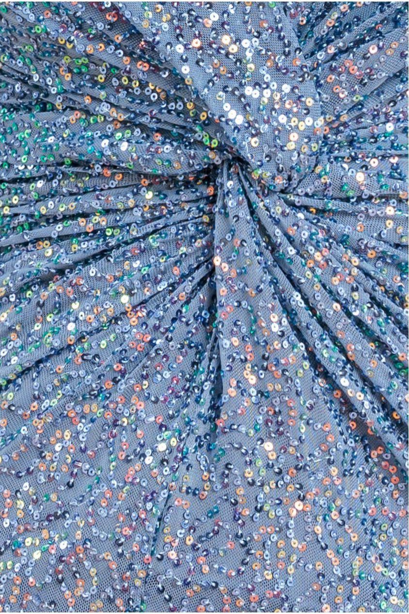 Blue Twist Front Embellished Sequin Cocktail Maxi Dress DR2723