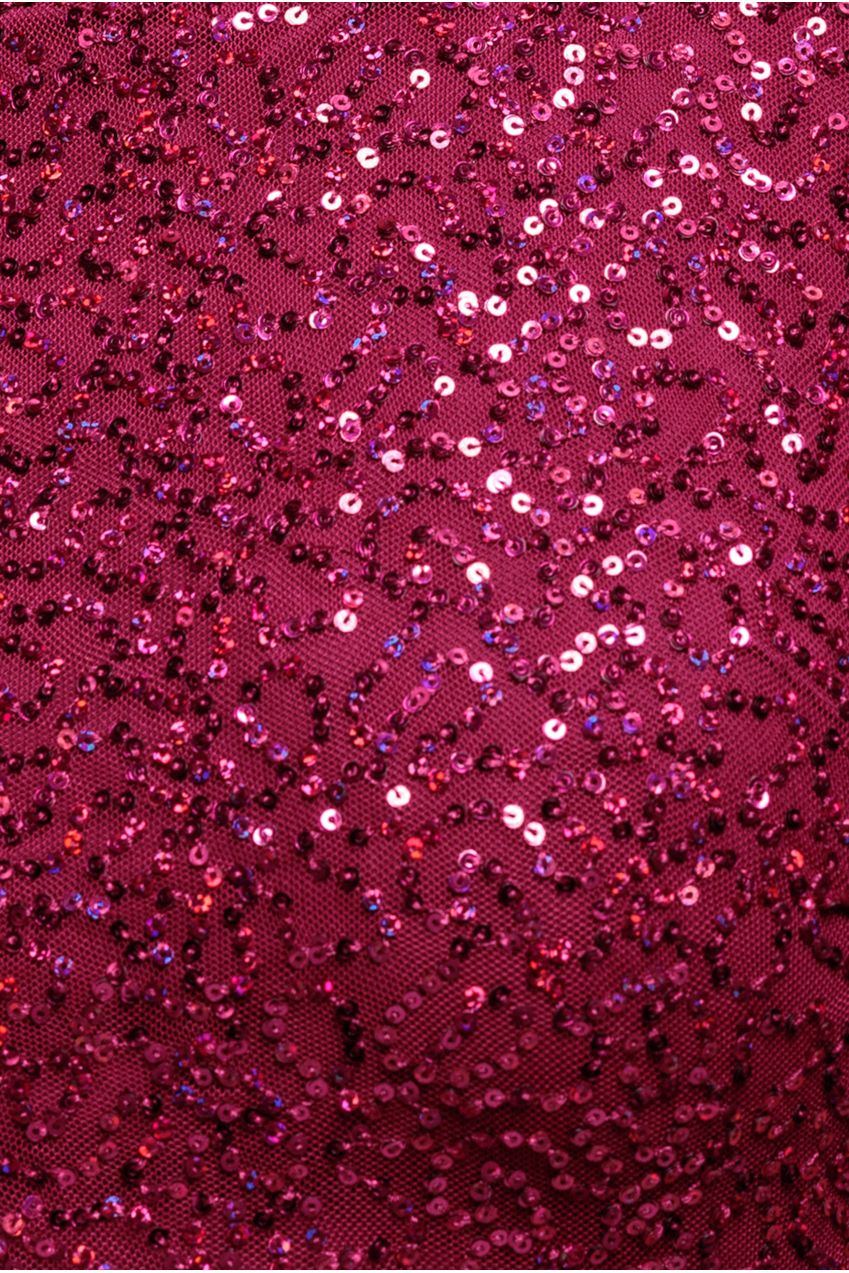 Burgundy Embellished Sequin Cowl Back Cocktail Maxi Dress DR3191