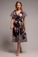 Leopard Print Flutter Sleeve A-Line Midi Dress by Goddiva