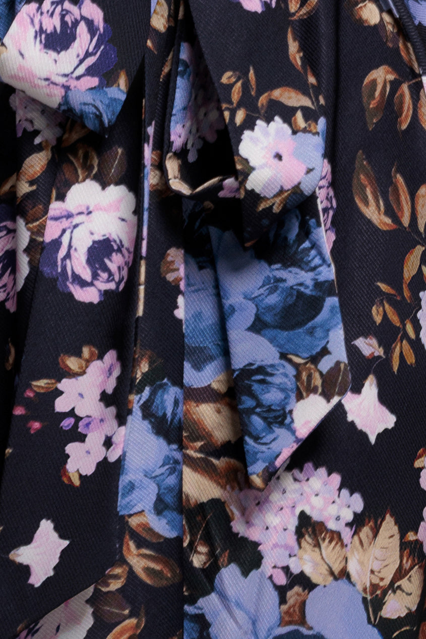 Navy Print Flutter Sleeve A-Line Midi Dress DR3462