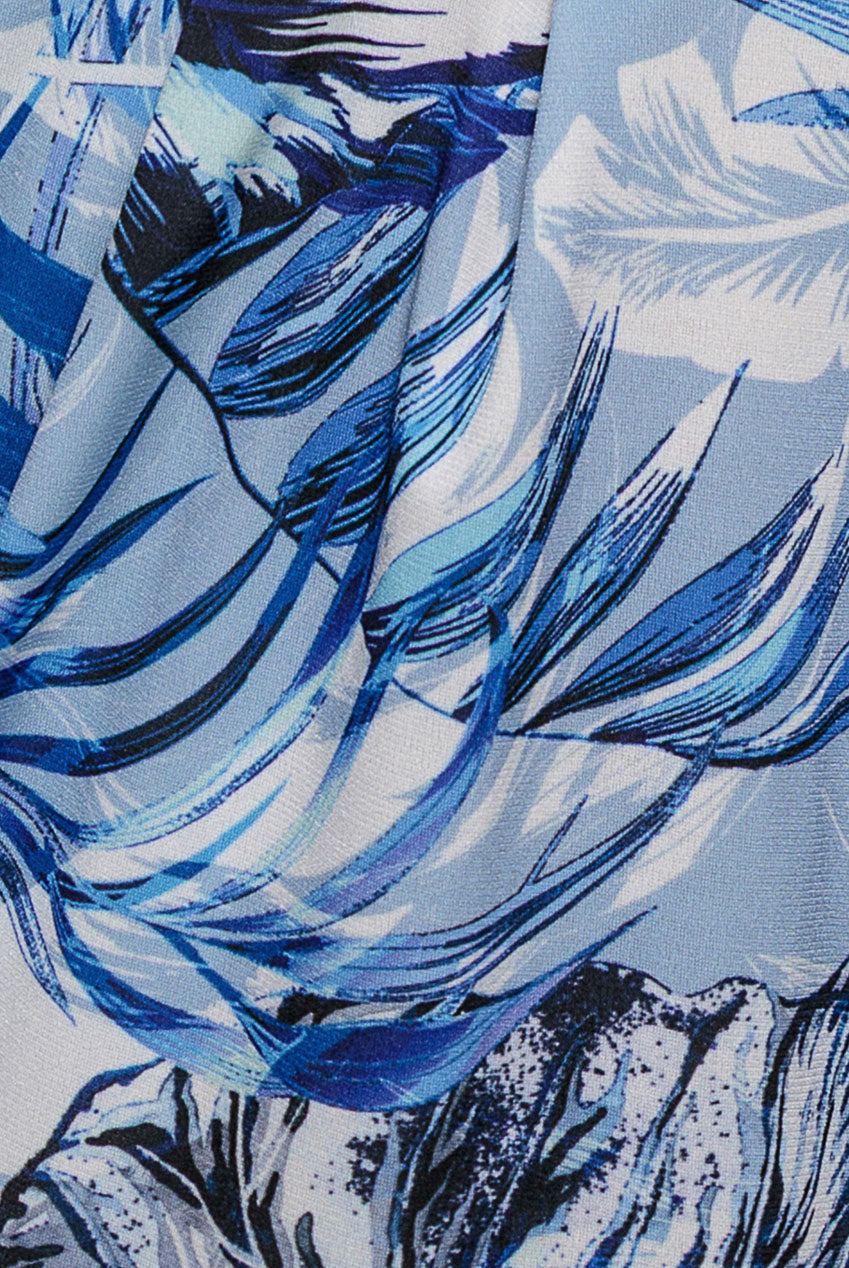Blue Tropical Print Batwing Sleeve Midi Dress DR3662