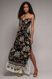 Black Printed Tie-Back Flowy Maxi Dress by Goddiva