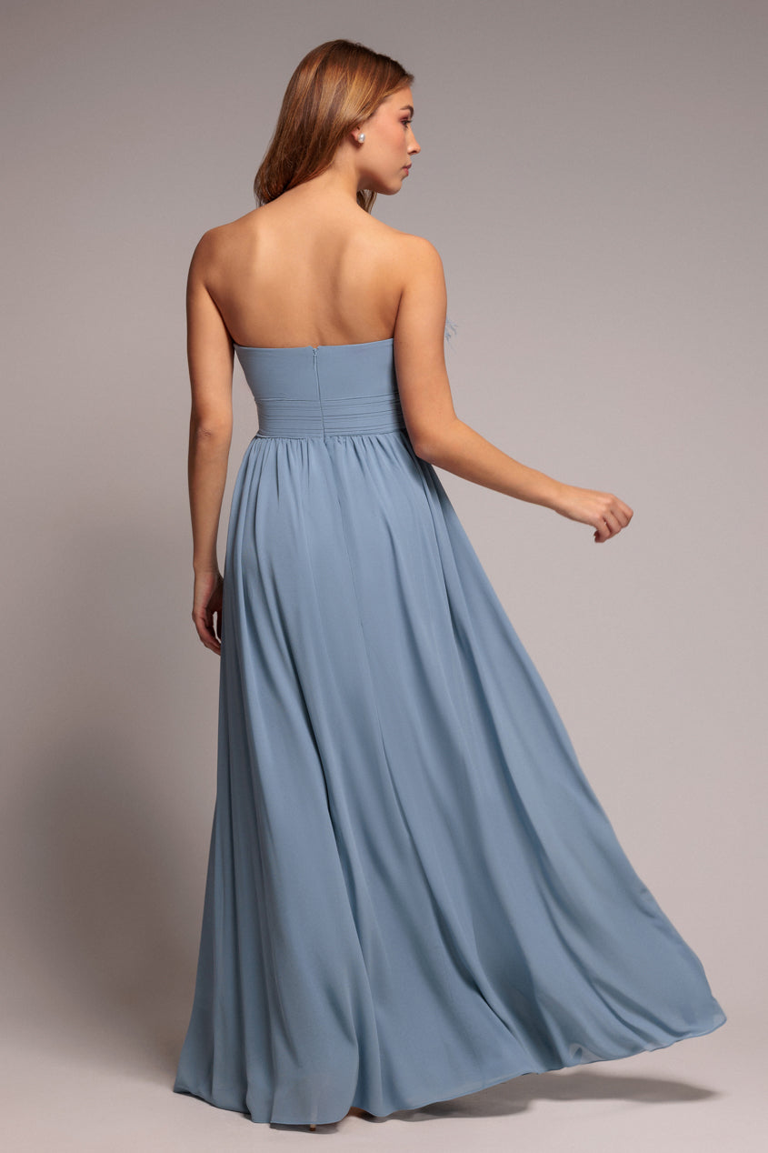 Blue Flowy Chiffon Bridesmaid Maxi Dress DR3777