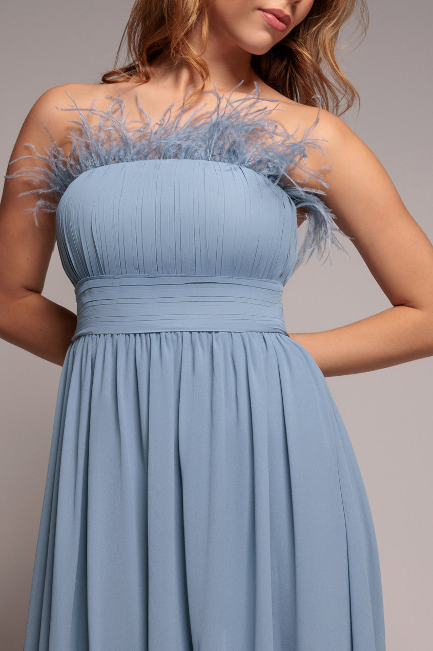 Blue Flowy Chiffon Bridesmaid Maxi Dress DR3777