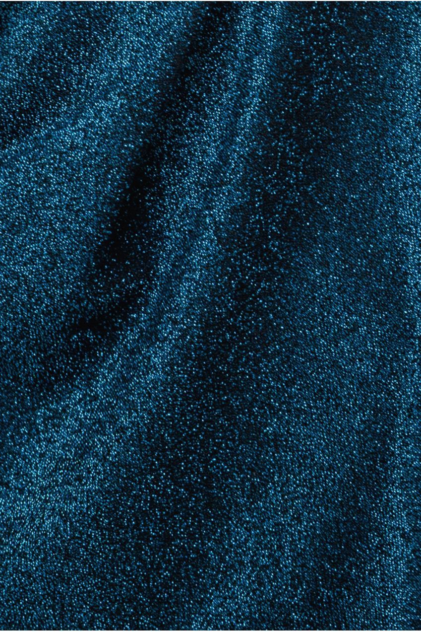 Blue Shimmer Lurex One Sleeve Frill Midi Dress DR3806