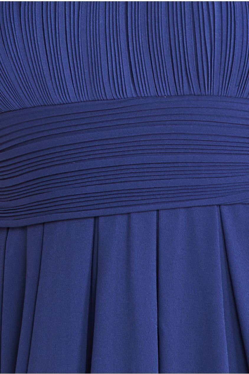Navy Crochet & Pleated High-Low Maxi Dress DR3820