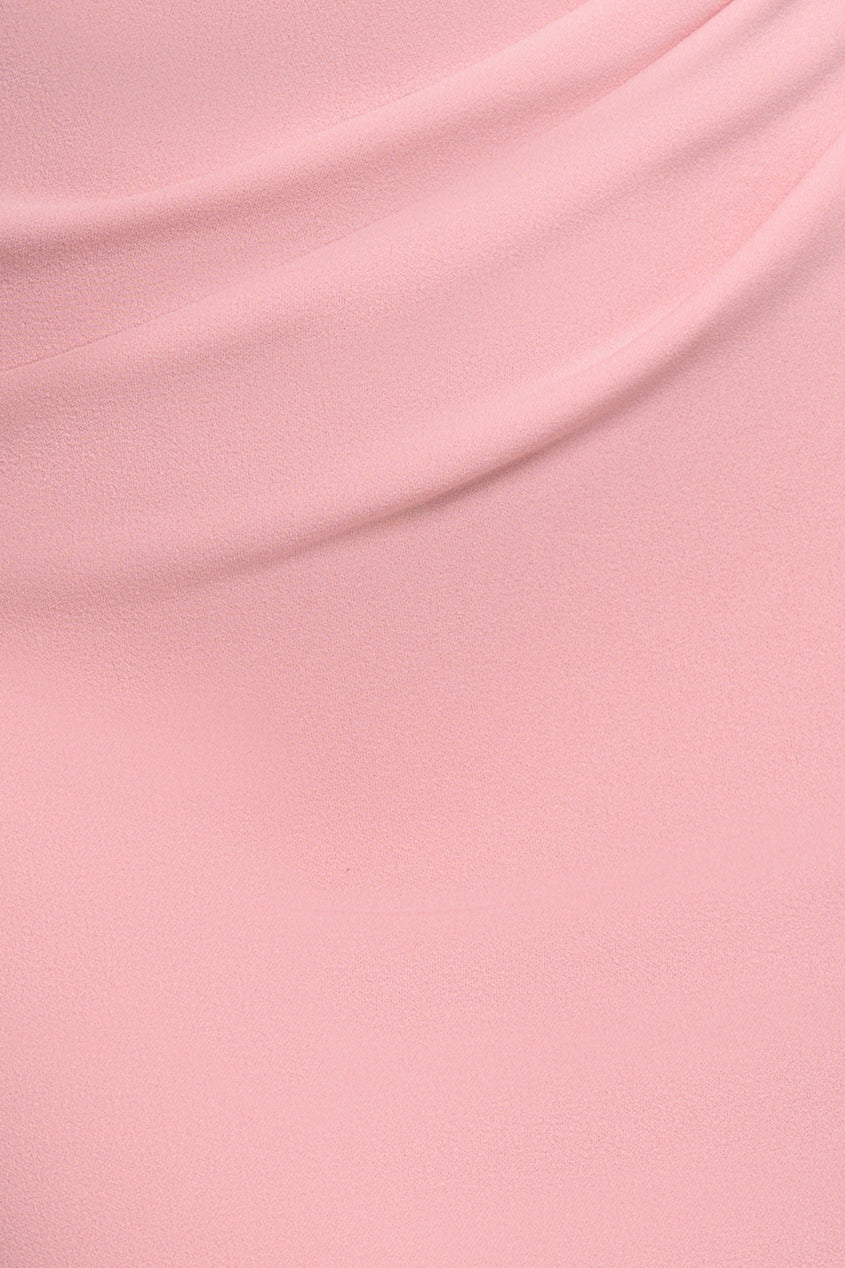 Blush Pink Fan Pleated Off-Shoulder Scuba Crepe Maxi Dress DR4070