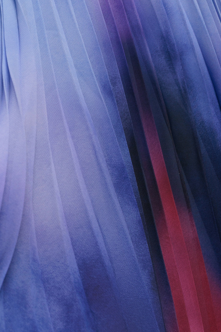 Blue Wavy Ombre A-Line Chiffon Maxi Dress DR4207