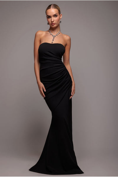 Black - Black Bandeau Scuba Maxi Dress With Diamante Necklace by Goddiva