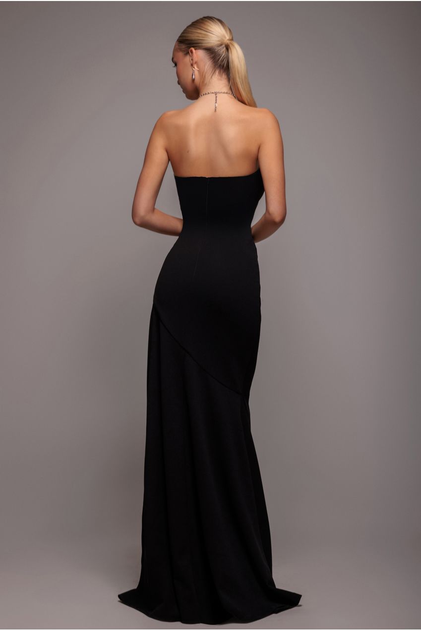 Black Bandeau Scuba Maxi Dress With Diamante Necklace DR4271