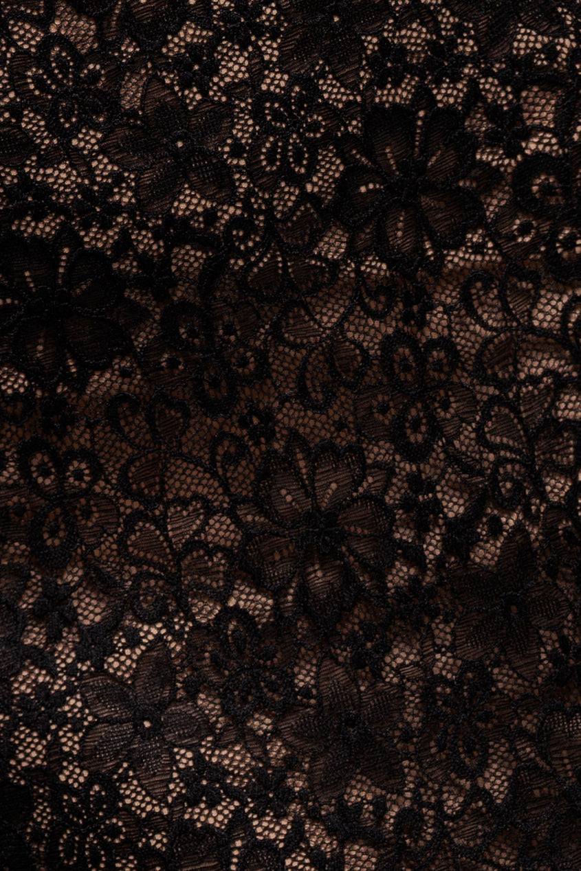 Black Lace Flutter Sleeve A-Line Maxi Dress DR4361