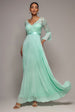 Mint Scalloped Lace Bodice Pleated Chiffon Maxi Dress by Goddiva