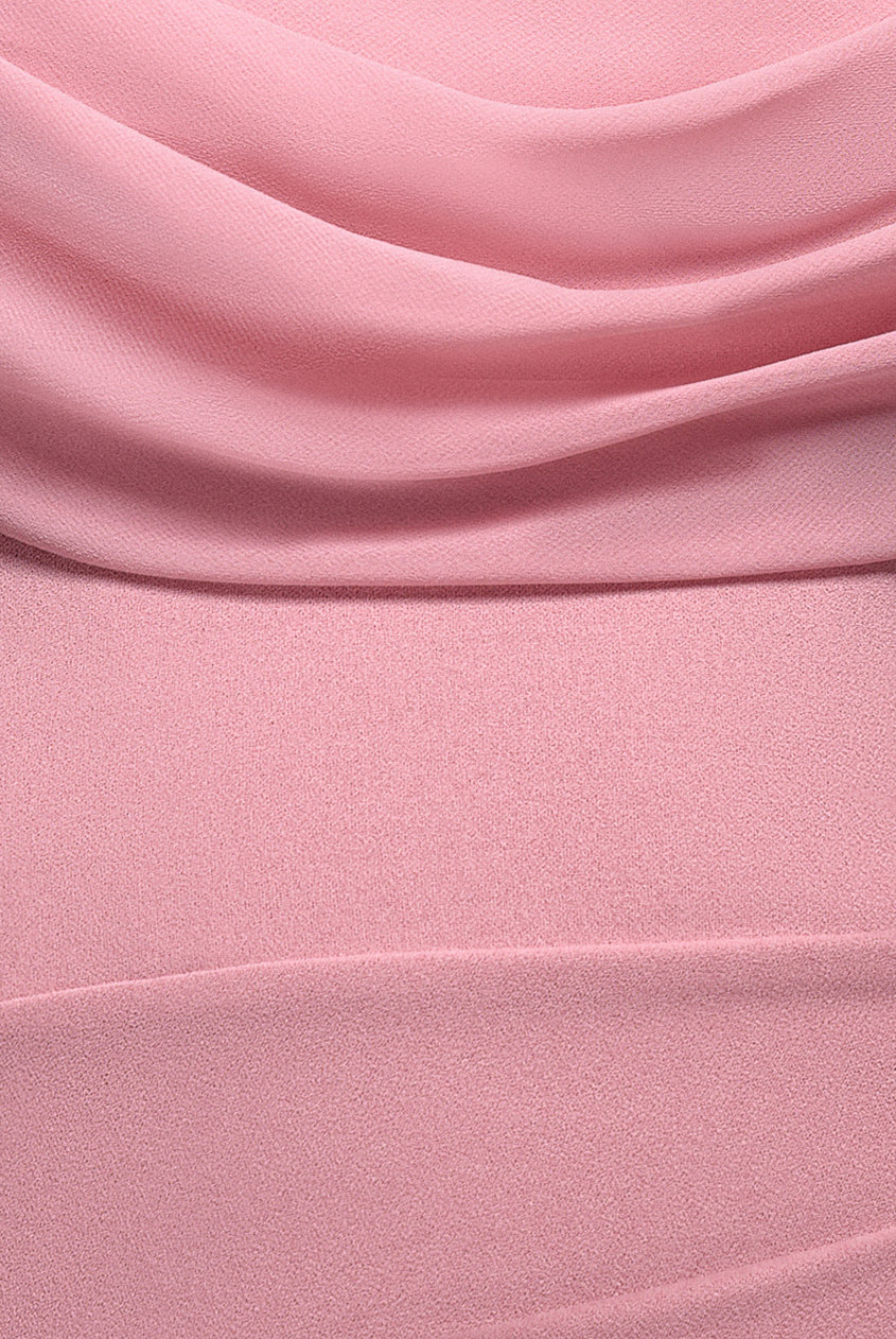 Blush Off-Shoulder Cowl Scuba & Chiffon Maxi Dress DR4438QZ