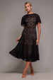 Black Lace Flutter Sleeve A-Line Midi Dress by Goddiva
