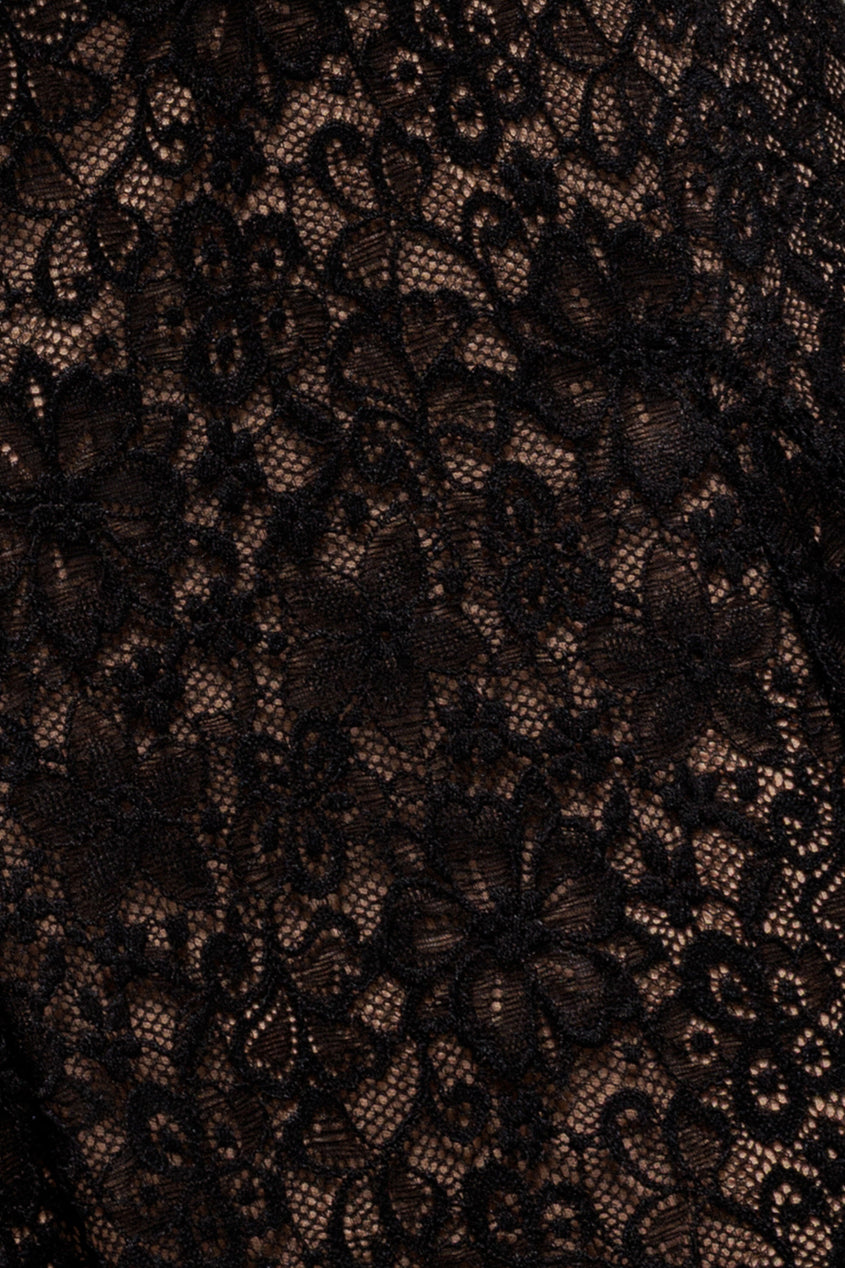 Black Lace Flutter Sleeve A-Line Midi Dress DR4498
