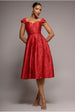 Red Crushed Satin Sleeveless A-Line Midi Dress by Goddiva