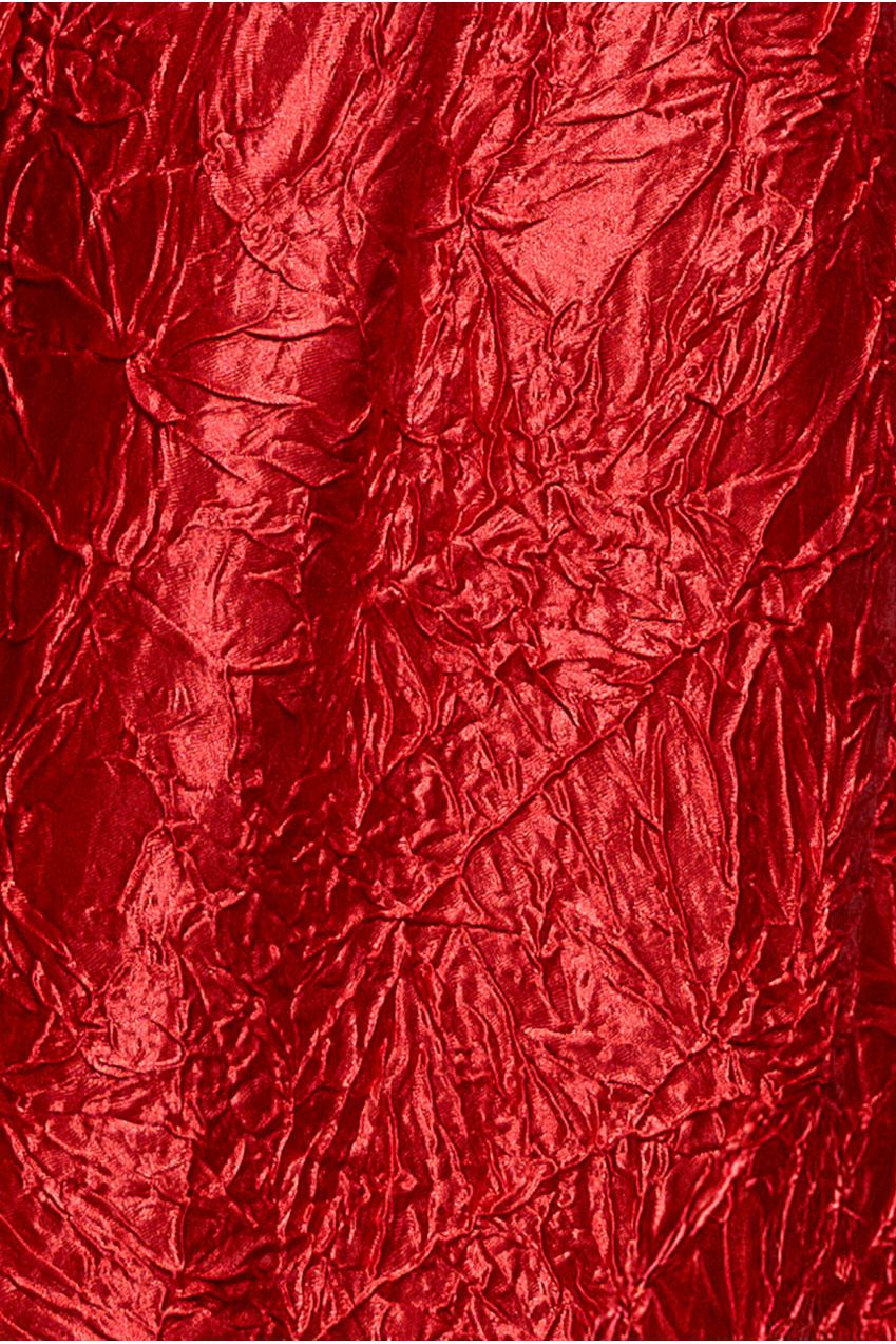 Red Crushed Satin Sleeveless A-Line Midi Dress DR4551