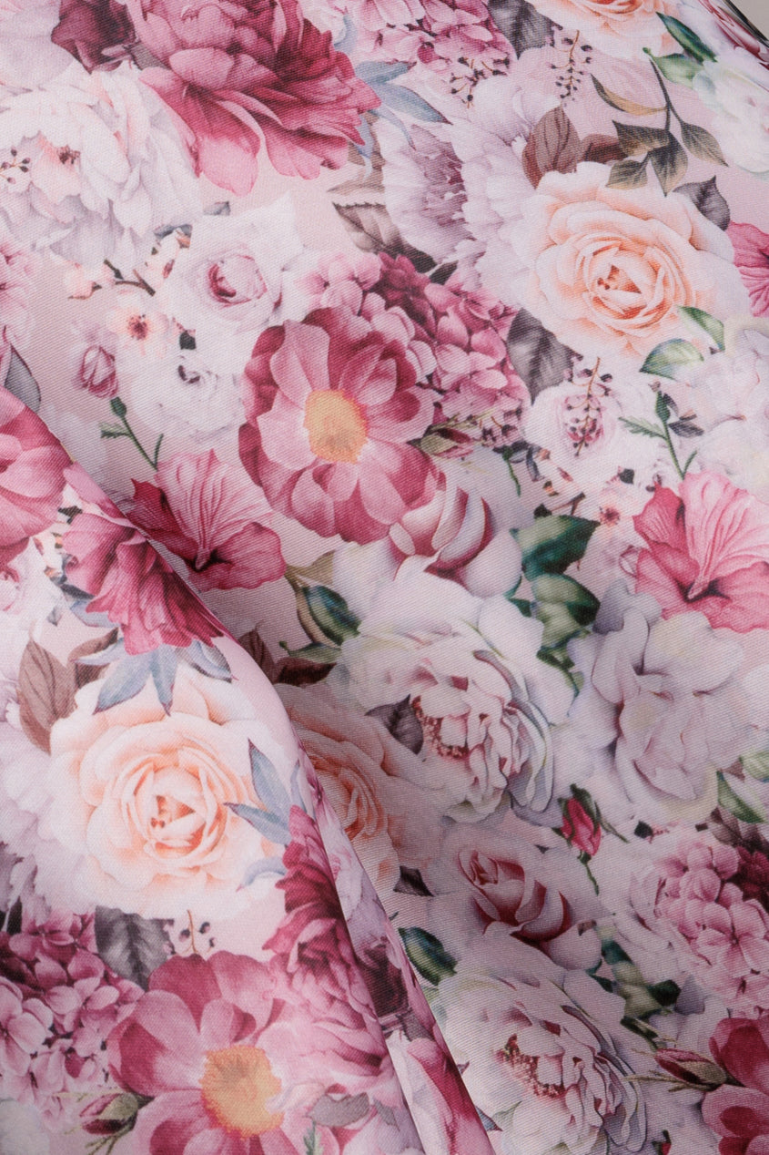 Blush Floral Sweetheart Neck A-Line Midi Dress DR4635