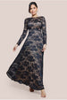 Black Scalloped Lace A-Line Maxi Dress by Goddiva