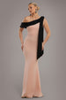 Nude & Black One Shoulder Bow Detail Maxi Dress by Goddiva